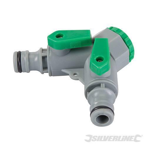 Raccordo a due vie con valvole 3/4"" BSP e 1/2" maschio silverline - Default Title