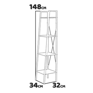 Fresno - libreria in legno e metallo a 4 ripiani 34x32x148 cm