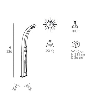 Doccia Solare In Alluminio Dada 40 Litri Con Miscelatore E Lavapiedi Colore Bianca Cv-D320/9001