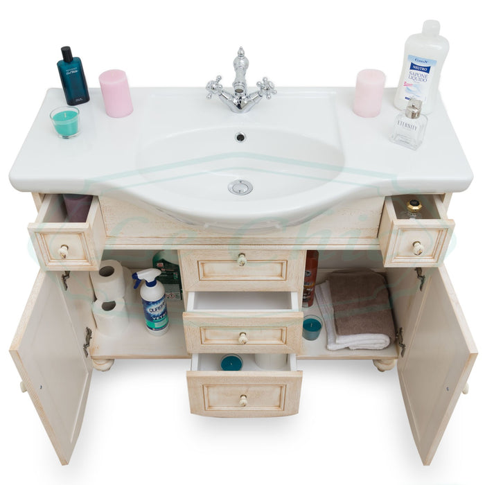 Arredo bagno decapè in legno artigianale - 105 cm