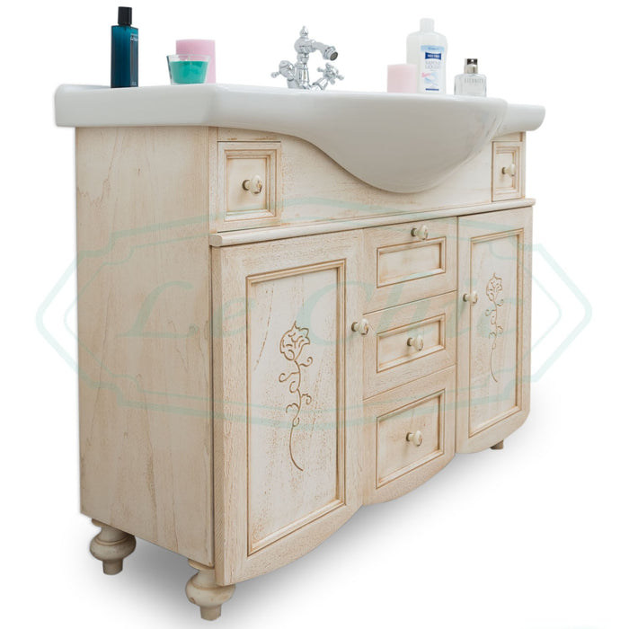 Arredo bagno decapè in legno artigianale - 105 cm