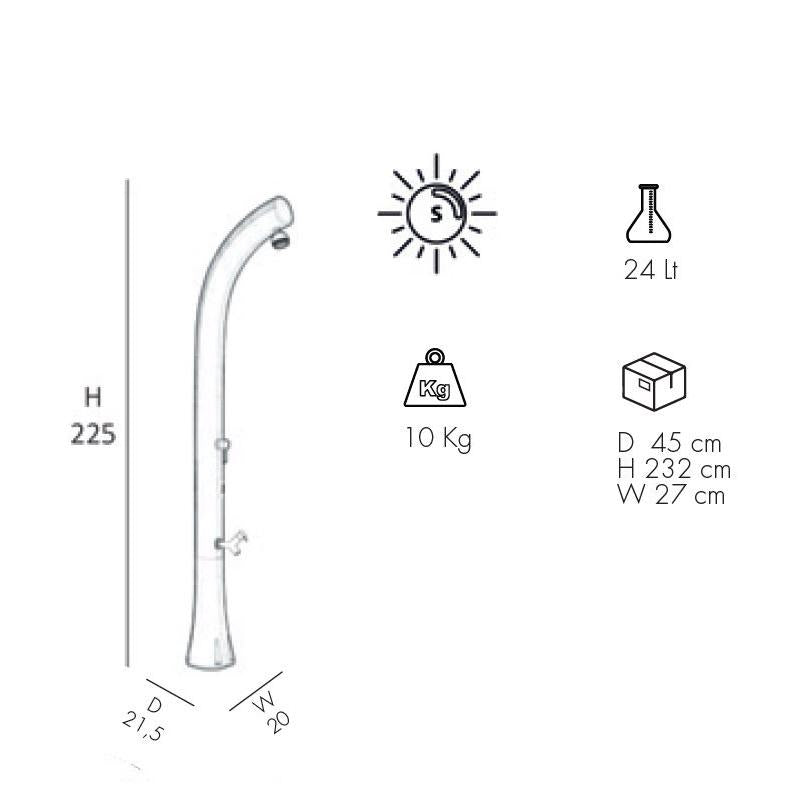 Doccia Solare In Alluminio Jolly Plus 24 Litri Top Line Con Miscelatore E Lavapiedi Colore Smeraldo Cv-B520-Tl/6700