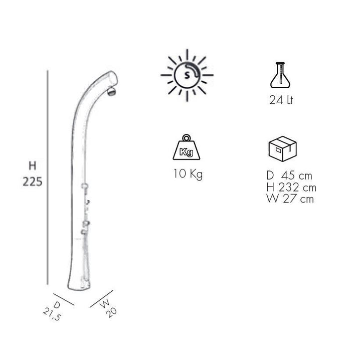 Doccia Solare In Alluminio Jolly Plus 24 Litri Top Line Con Miscelatore E  Doccetta Mobile Colore Oro Satinato Cv-B540-Tl/1200