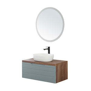 Composizione Bagno Sospeso Verde Salvia con Cassettone Lavabo Specchio