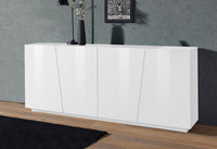 Credenza 4 Ante Battenti 200x43x86 cm Vega Bianco Lucido