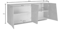 Credenza 4 Ante Battenti 200x43x86 cm Vega Bianco Lucido