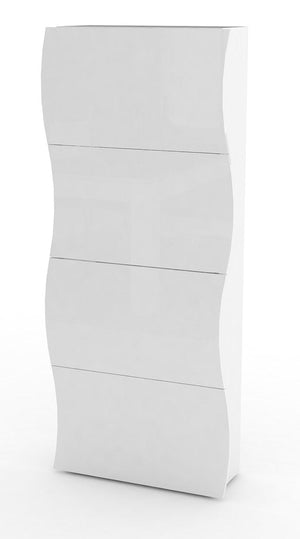 Scarpiera 4 Ante a Ribalta 71x26,6x161,4 cm Onda Bianco Lucido