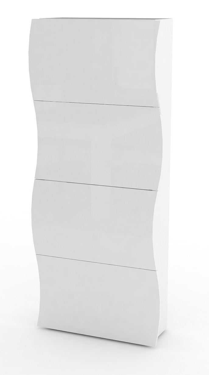 Scarpiera 4 Ante a Ribalta 71x26,6x161,4 cm Onda Bianco Lucido