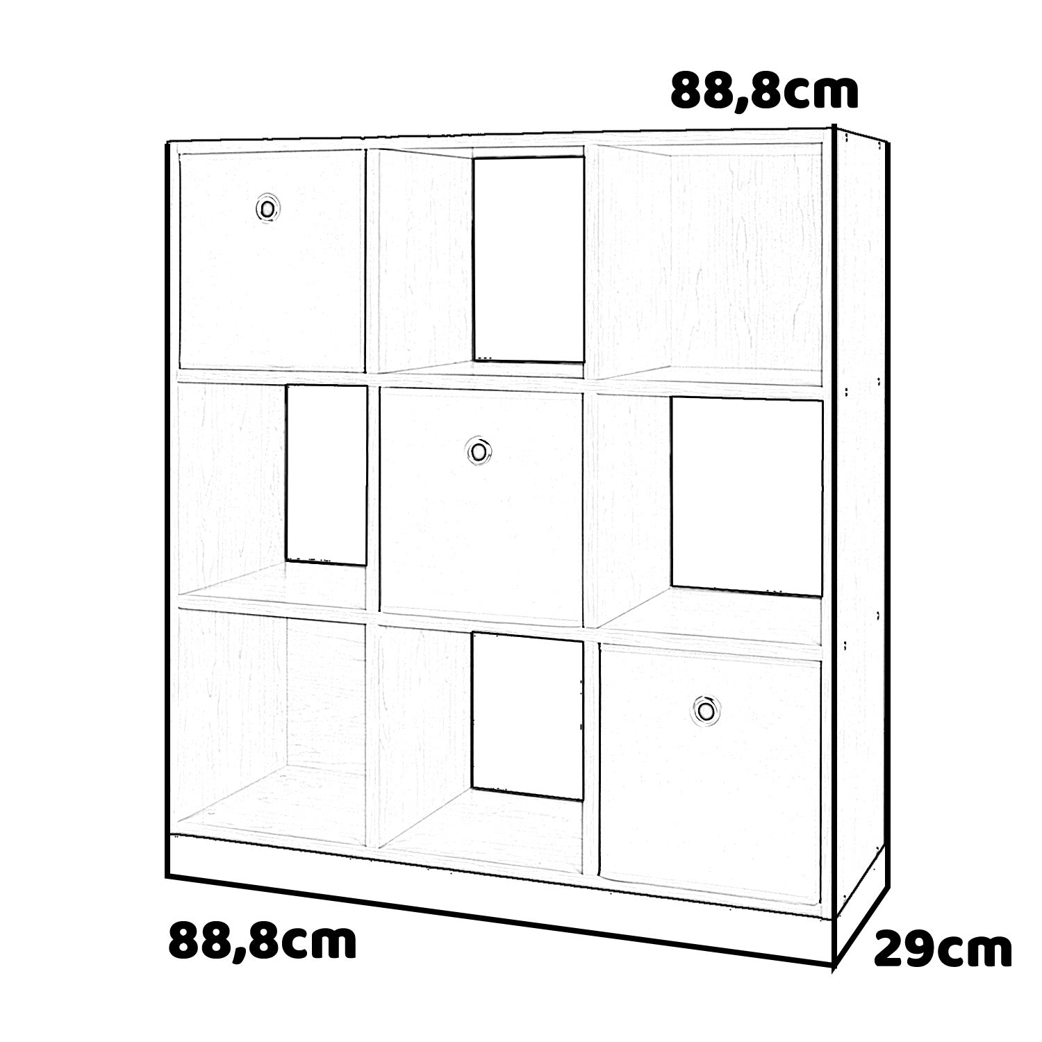 Melphy - mobiletto multiuso con vani a giorno e cassetti - 6 vani + 2 cassetti