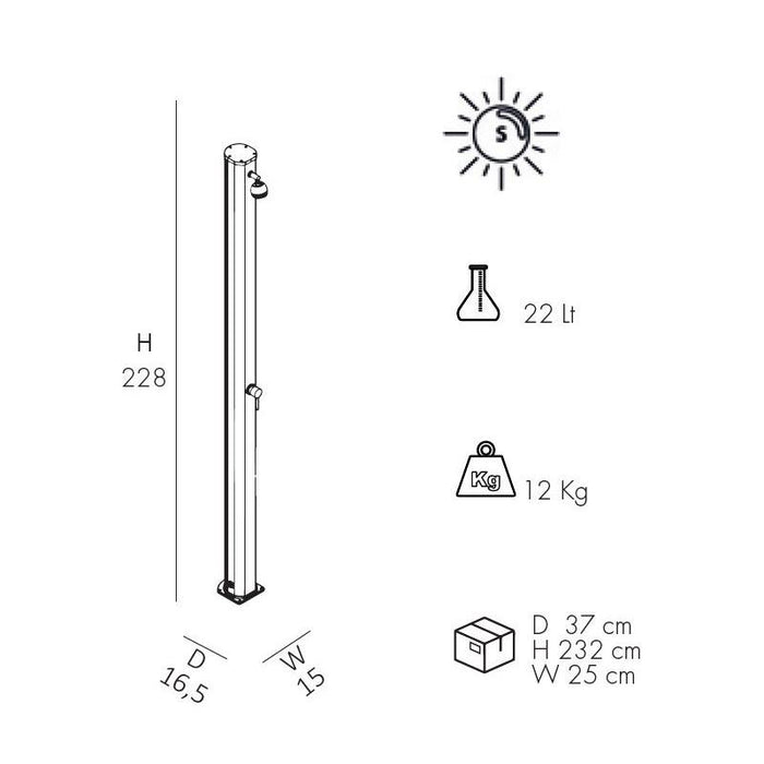 Doccia Solare Jolly 25 Litri In Alluminio Con Miscelatore Colore Verde Scuro Cv-A600/6016