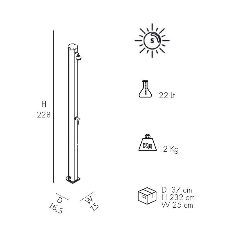 Doccia Solare Jolly 25 Litri In Alluminio Con Miscelatore Colore Verde Scuro Cv-A600/6016