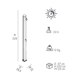 Doccia Solare Jolly 25 Litri In Alluminio Con Miscelatore Colore Bianca Cv-A600/9001