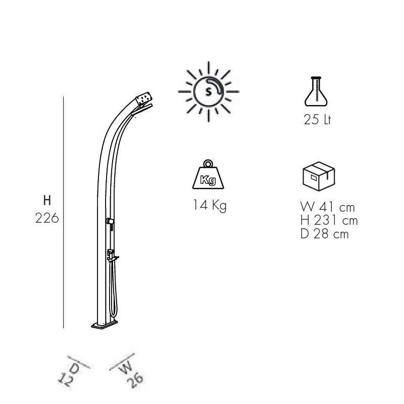 Doccia Solare In Alluminio Spring 25 Litri Con Miscelatore  E Doccetta Colore Oro Rosa Cv-A140-Tl/1100