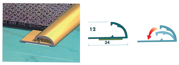 cf conf. 2 profilo alluminio oro per passatoia 67 cm 44915