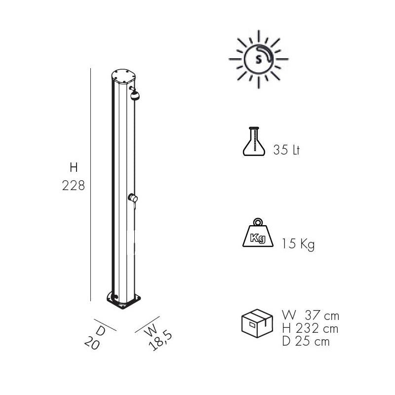 Doccia Solare In Alluminio Big Jolly 25 Litri Con Miscelatore Colore Arancione Cv-A300/2009