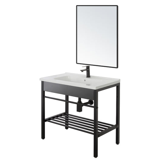 COMPOSIZIONE BAGNO MOBILE LAVABO IN METALLO 60x47x78cm+SPECCHIO BORG FERIDRAS 450100