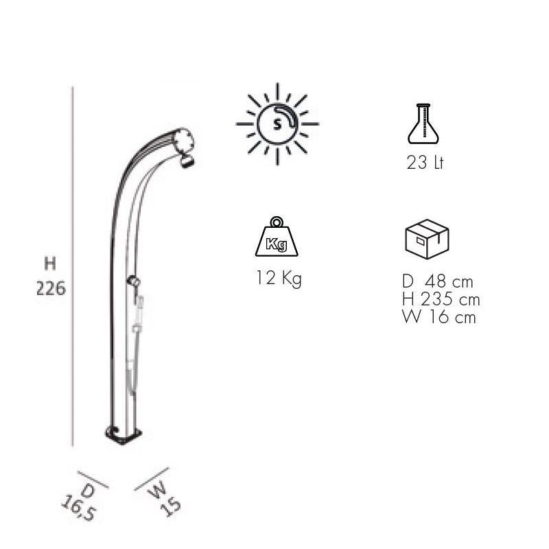 Doccia Solare In Alluminio Jolly 25 Litri Top Line Con Miscelatore E Doccetta Colore Smeraldo Cv-A540-Tl/6700