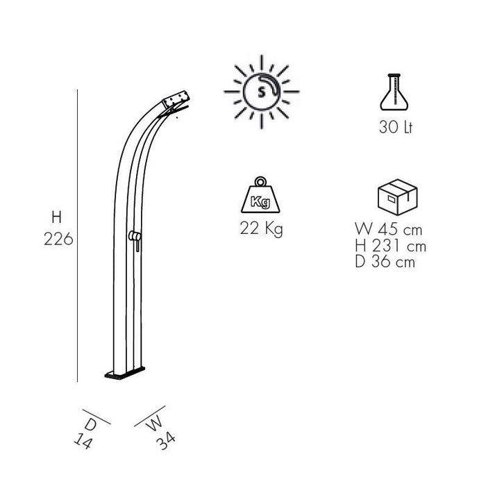 Doccia Solare Dada 40 Litri In Alluminio Con Miscelatore Colore Fuxia Cv-D300/4003