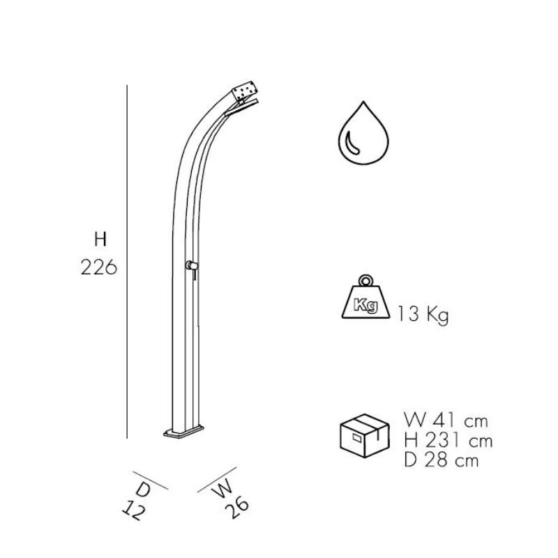 Doccia Tradizionale Spring In Alluminio Con Miscelatore E Lavapiedi Colore Antracite  Cv-A105/7016