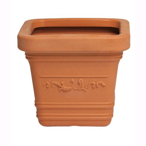 VASO in Resina QUADRO FESTONATO 40X40 cm TERRACOTTA con DOPPIO BORDO