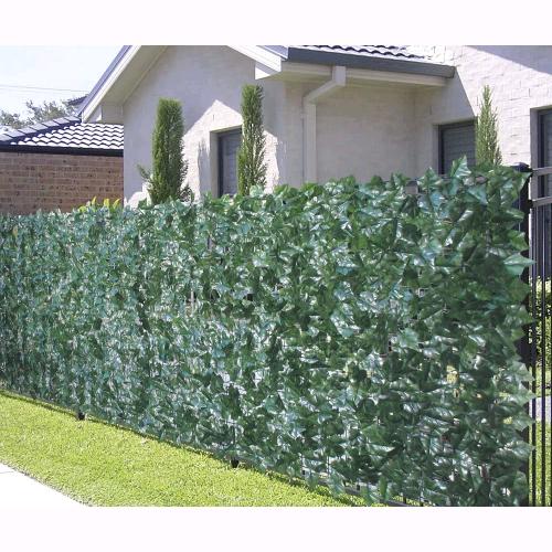 Siepe Sintetica Ornamentale per Terrazze e Giardino a Foglie di Edera H.1x3 mt Verde scuro