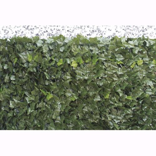 Siepe Sintetica Ornamentale per Terrazze e Giardino a Foglie di Edera H.1x20 mt Verde scuro