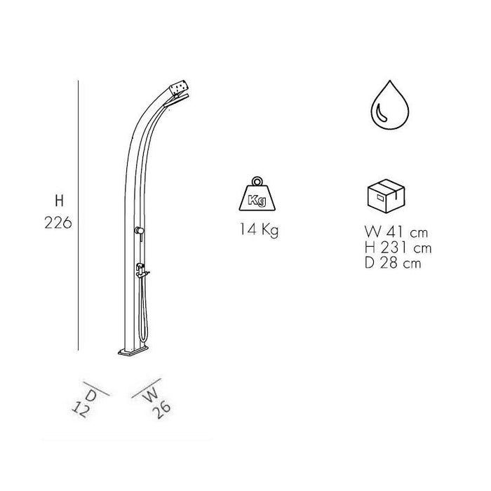 Doccia Tradizionale In Alluminio Spring Top Line Con Miscelatore E Doccetta Colore Argento Cv-A145-Tl/1300