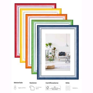 Cornice Foto Stampe RAINBOW legno di Pino Doppio Colore ROSSO/BIANCO 18x24 cm