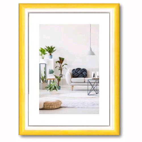 Cornice Foto Stampe RAINBOW legno di Pino Doppio Colore GIALLO/BIANCO 30x40 cm