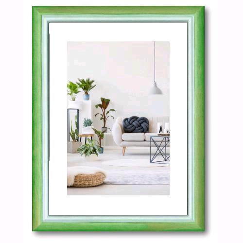 Cornice Foto Stampe RAINBOW legno di Pino Doppio Colore VERDE/BIANCO 18x24 cm