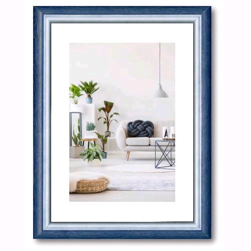 Cornice Foto Stampe RAINBOW legno di Pino Doppio Colore BLU/BIANCO 50x70 cm