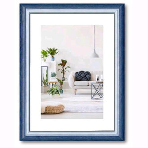 Cornice Foto Stampe RAINBOW legno di Pino Doppio Colore BLU/BIANCO 35x50 cm