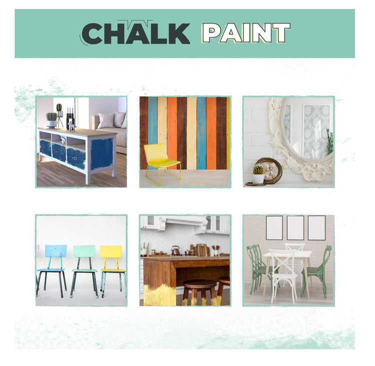 Chalk Paint Vernice a Gesso 750ml + Pennello Tondo in Legno Pack VIOLA - Pittura per Mobili Senza Carteggiare 