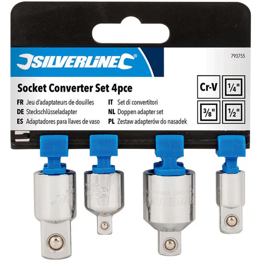 Set Silverline di convertitori chiave a bussola 4 pezzi 1/4 3/8 1/2 acciaio - Default Title