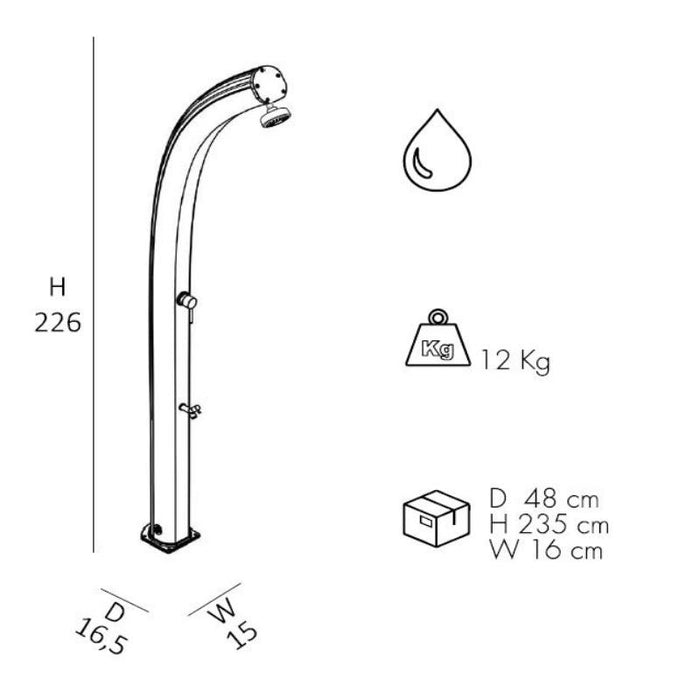 Doccia Tradizionale In Alluminio Jolly Con Miscelatore E Lavapiedi Colore Inox Paint Cv-A525/9007