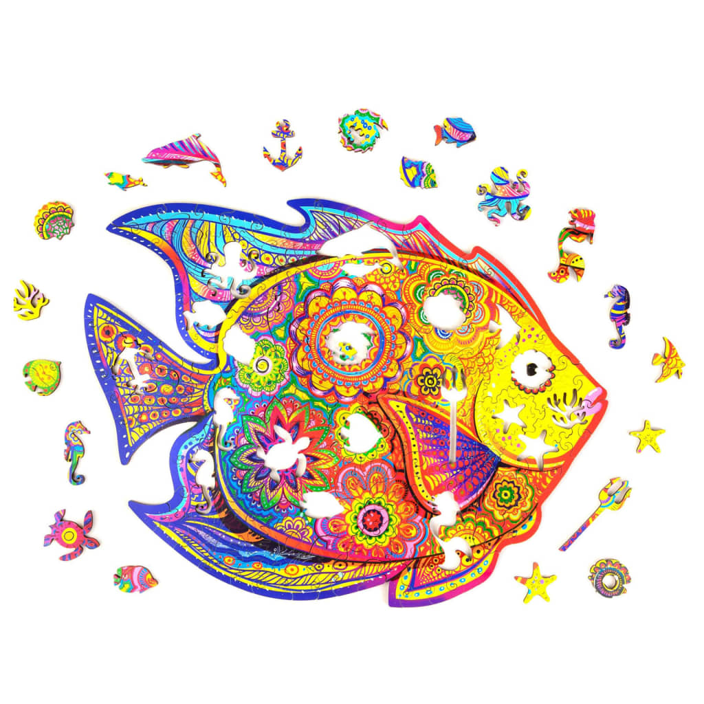 UNIDRAGON Puzzle in Legno 196 pz Shining Fish Medio 32x24 cm 444662