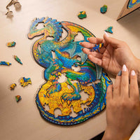 UNIDRAGON Puzzle in Legno 183 pz Guarding Dragon Medio 21x33 cm 444668