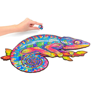 UNIDRAGON Puzzle Legno 314 pz Iridescent Chameleon King Size 31x41 cm 444676