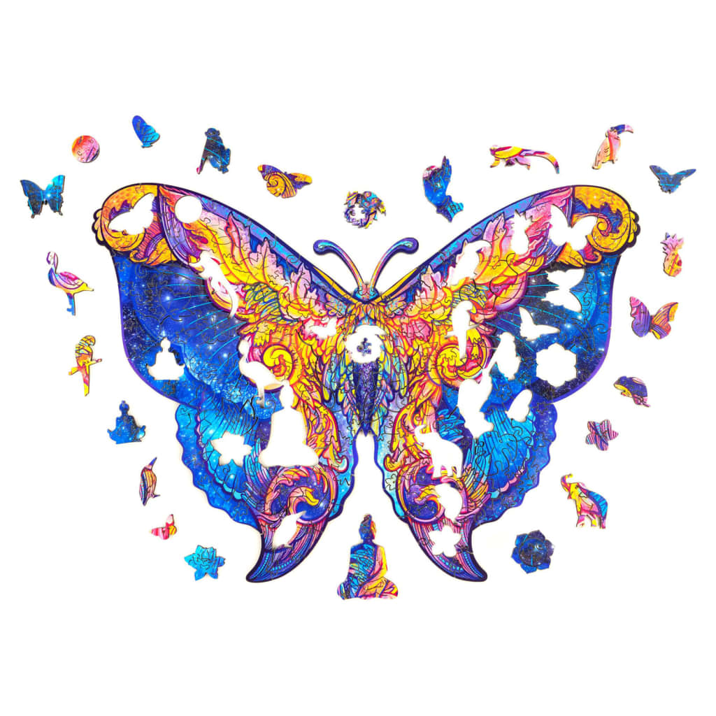 UNIDRAGON Puzzle in Legno 199 pz Intergalaxy Butterfly Medio 32x23 cm 444677