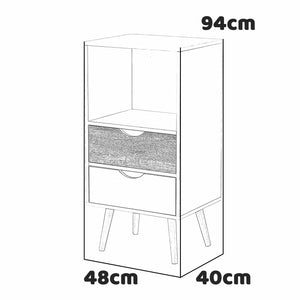 Bolt - mobiletto in stile nordico con 2 cassetti e 1 vano a giorno