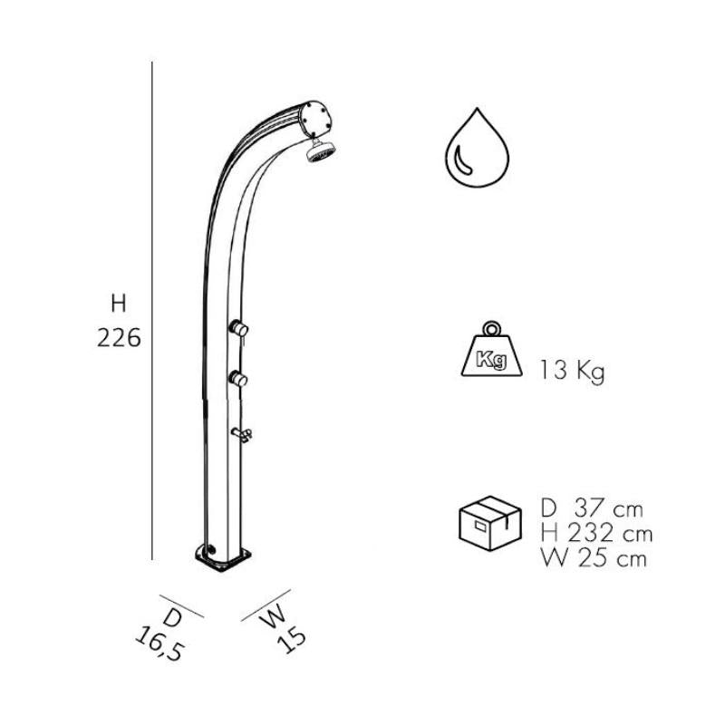 Doccia Tradizionale In Alluminio Jolly Con Miscelatore, Pulsante Temporizzato E Lavapiedi Colore Inox Paint Cv-A535/9007