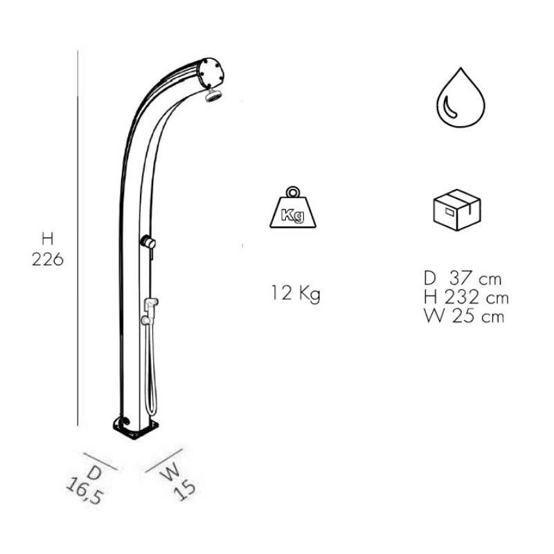 Doccia Tradizionale In Alluminio Jolly Con Miscelatore E Doccetta Mobile Colore Oro Satinato Cv-A545-Tl/1200