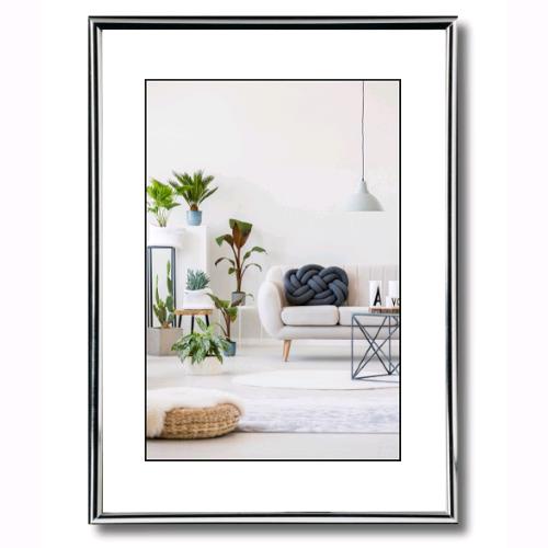 Cornice Foto Stampe Portafoto Quadro Minimal HOOKER PVC Colore ARGENTO 50x70 cm