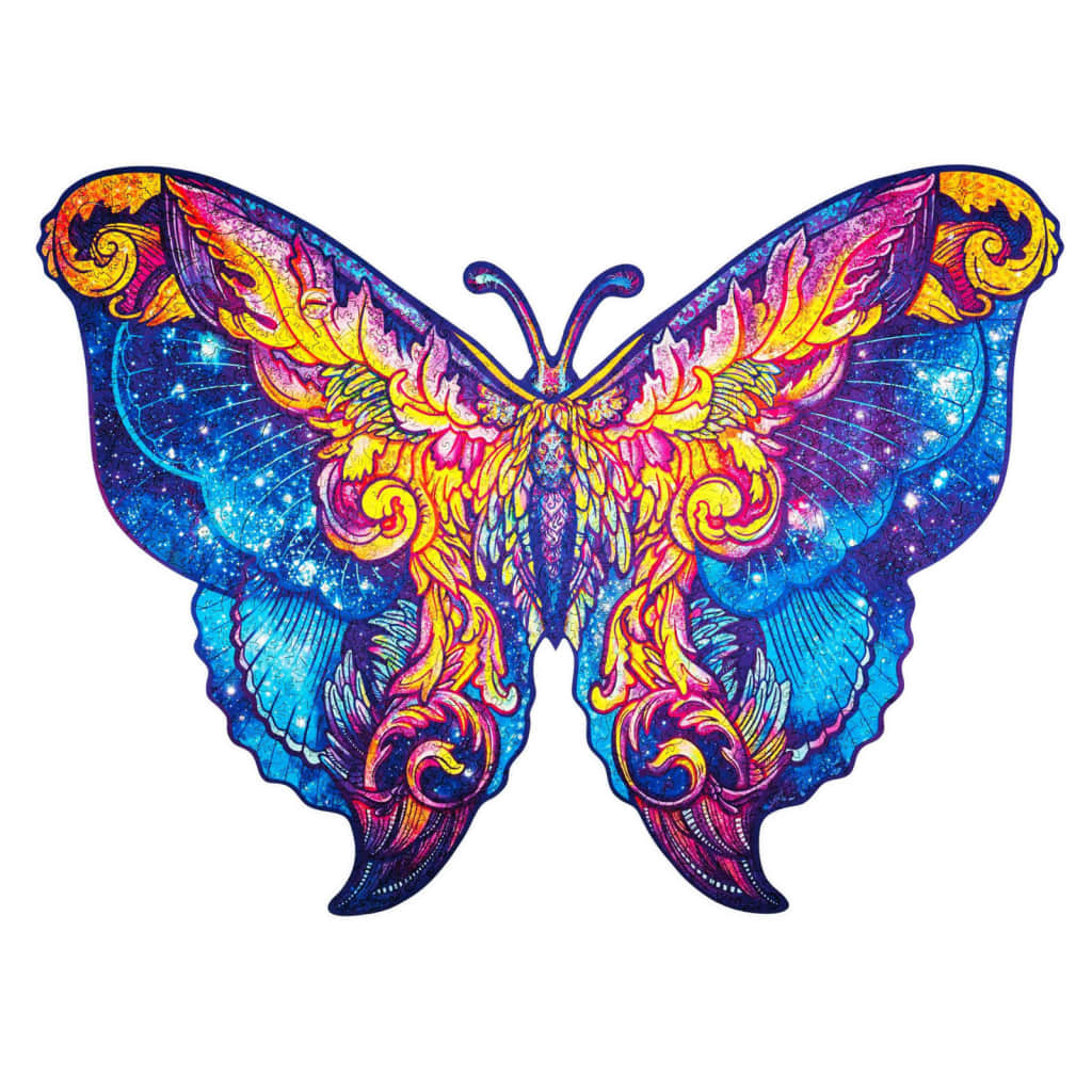 UNIDRAGON Puzzle Legno 700 pz Intergalaxy Butterfly Royal Size 60x44cm 444679