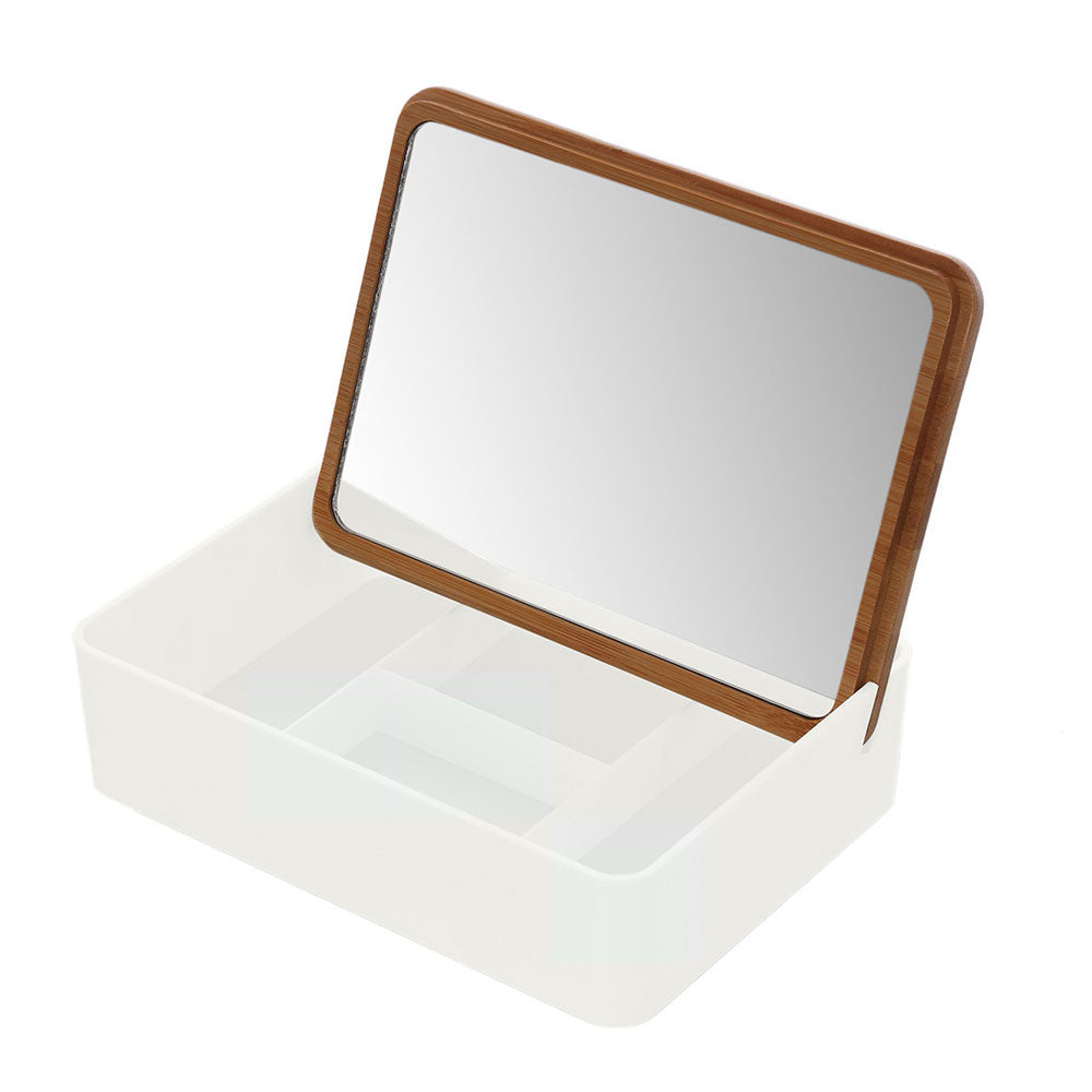 Organizer Trucchi e Cosmetici con Specchio Rettangolare Smack Colore: Bianco