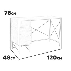 Bessy - scrivania in legno e metallo con 1 anta + 1 vano - 120x48x76 cm