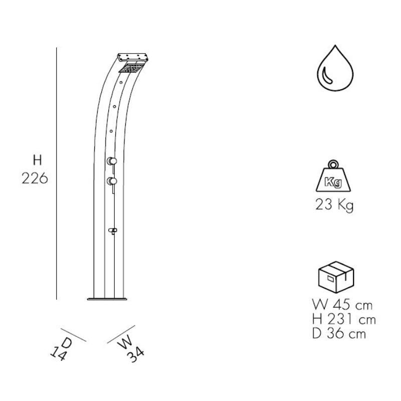 Doccia Trdizionale In Alluminio Dada Con Miscelatore, Lavapieidi E Nebulizzatore Colore Antracite/Inox Cv-D355/7016-I