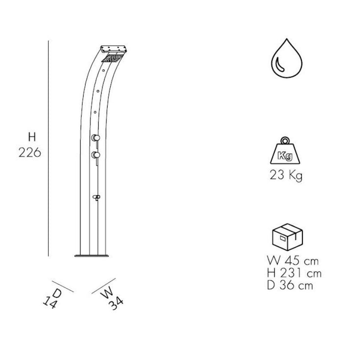 Doccia Trdizionale In Alluminio Dada Con Miscelatore, Lavapieidi E Nebulizzatore Colore Antracite/Inox Cv-D355/7016-I