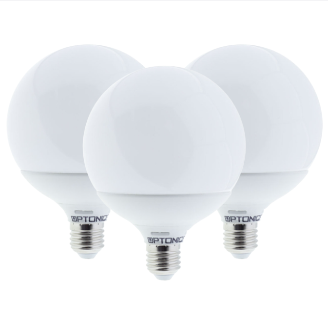 Lampadina led globo e27 18watt resa 108watt risparmio energetico 4500k pezzi 3