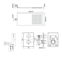 Set doccia Ares con soffione in acciaio ultraslim, miscelatore termostatico 2 vie e set duplex